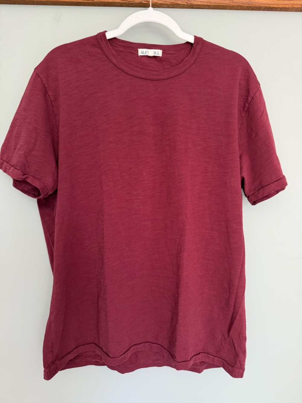 Alex Mill 100% Slub Cotton Burgundy Classic Short Sleeve Tee Shirt